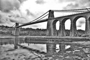Creative black and white photograph of bridge